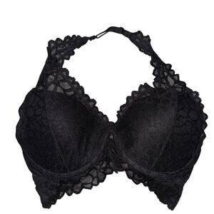 Victoria's Secret PINK Black floral Lace Bralette Size Medium D-DD UnderWire bra